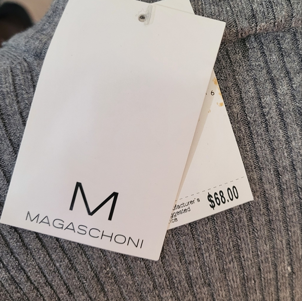 MAGASCHONI RIBBED MOCKNECK BODYCON DRESS IN GREY size L NWT - Picture 6 of 7